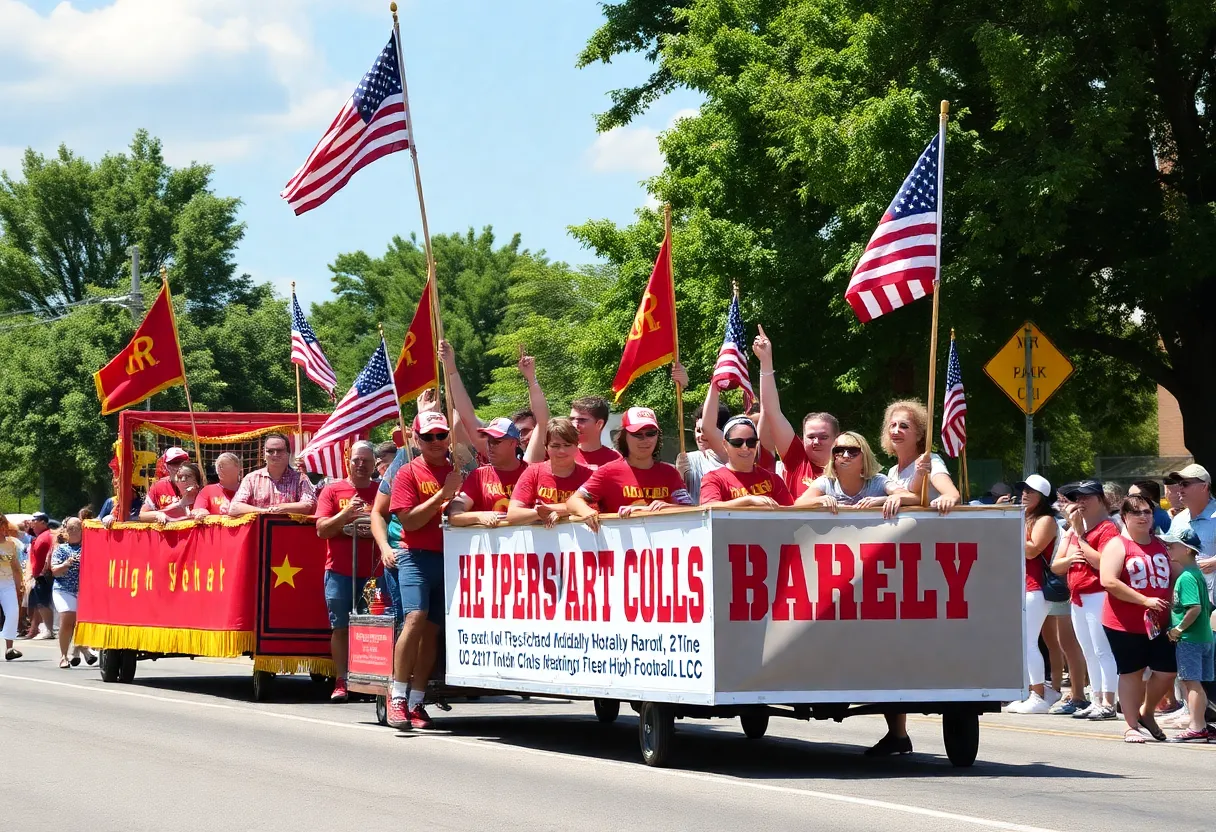 Community members celebrating the Golden Bears at the Dallas Championship Parade
