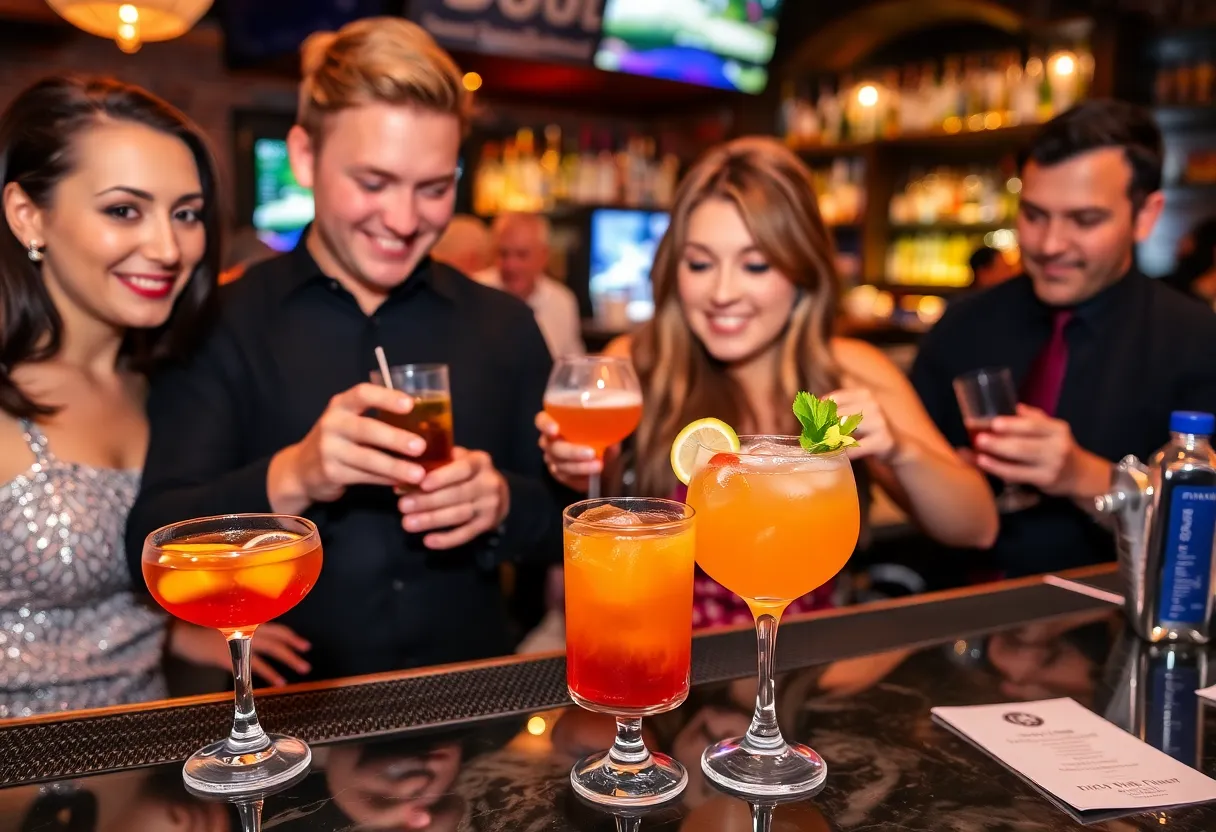 Bartenders showcasing cocktails at a competition in Dallas