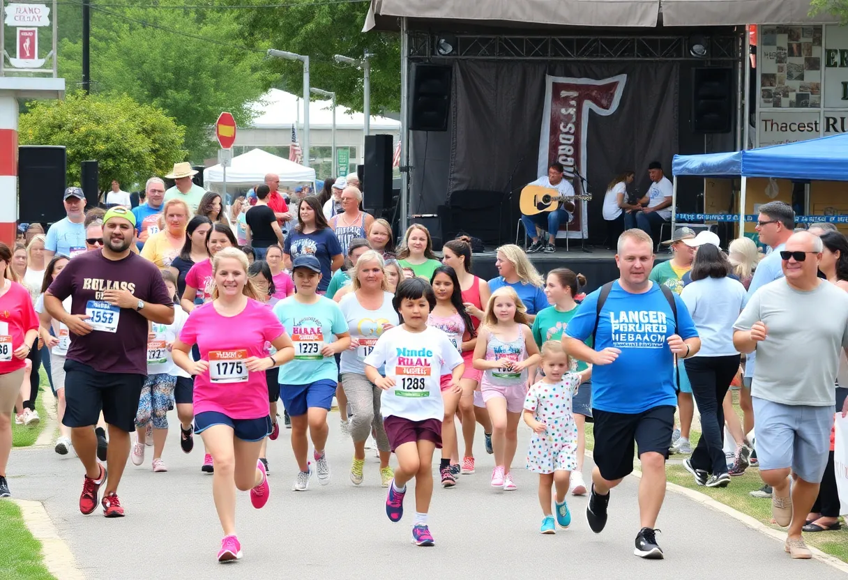 Families enjoying a 5K run and live music at a community event in Dallas
