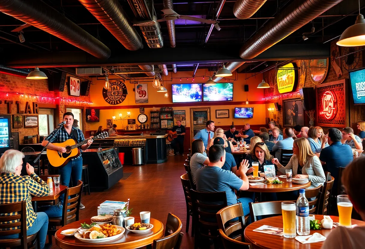 Guests enjoying a '90s country brunch at a Dallas sports bar