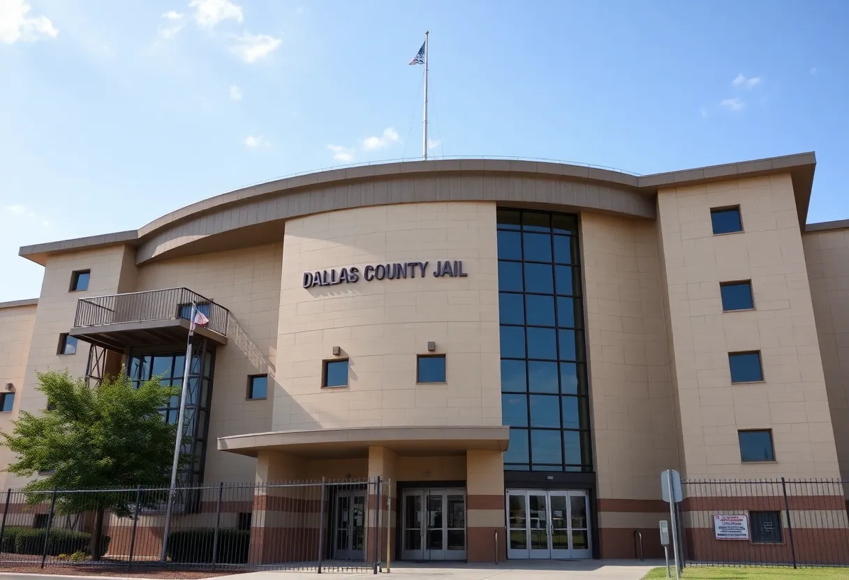Exterior view of the Dallas County Jail in Dallas, Texas
