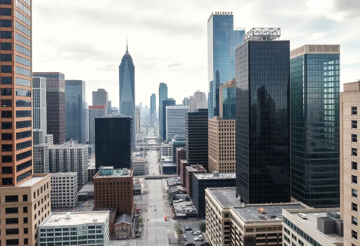 Urban landscape of Dallas reflecting economic transitions