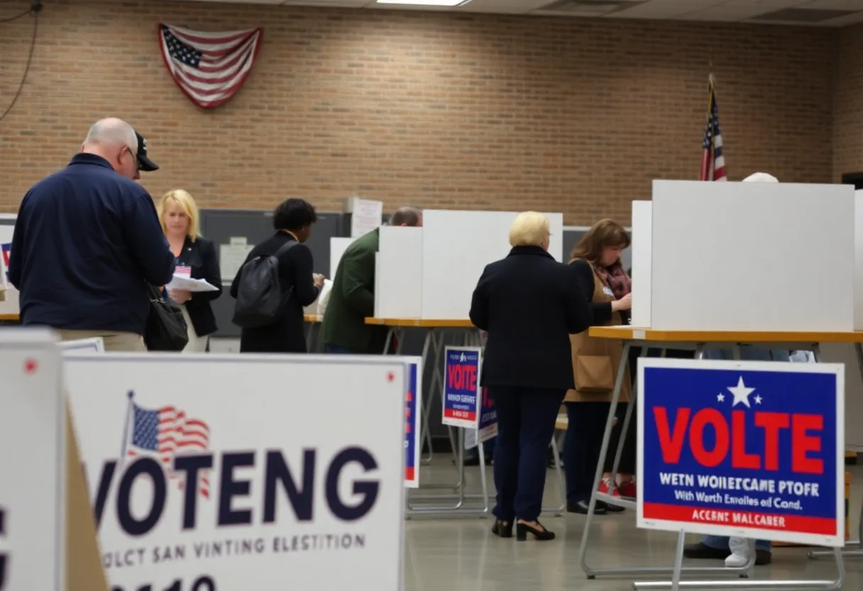 Voters at a polling station in Dallas during elections.