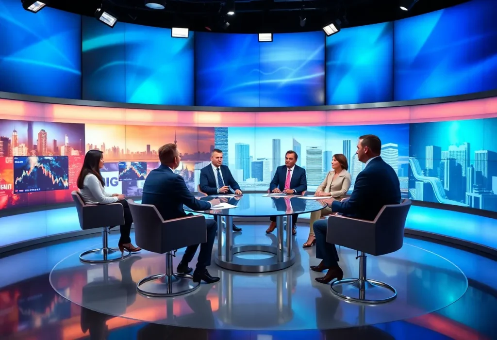 Panel discussion featuring Dallas entrepreneurs and financial experts on a TV show