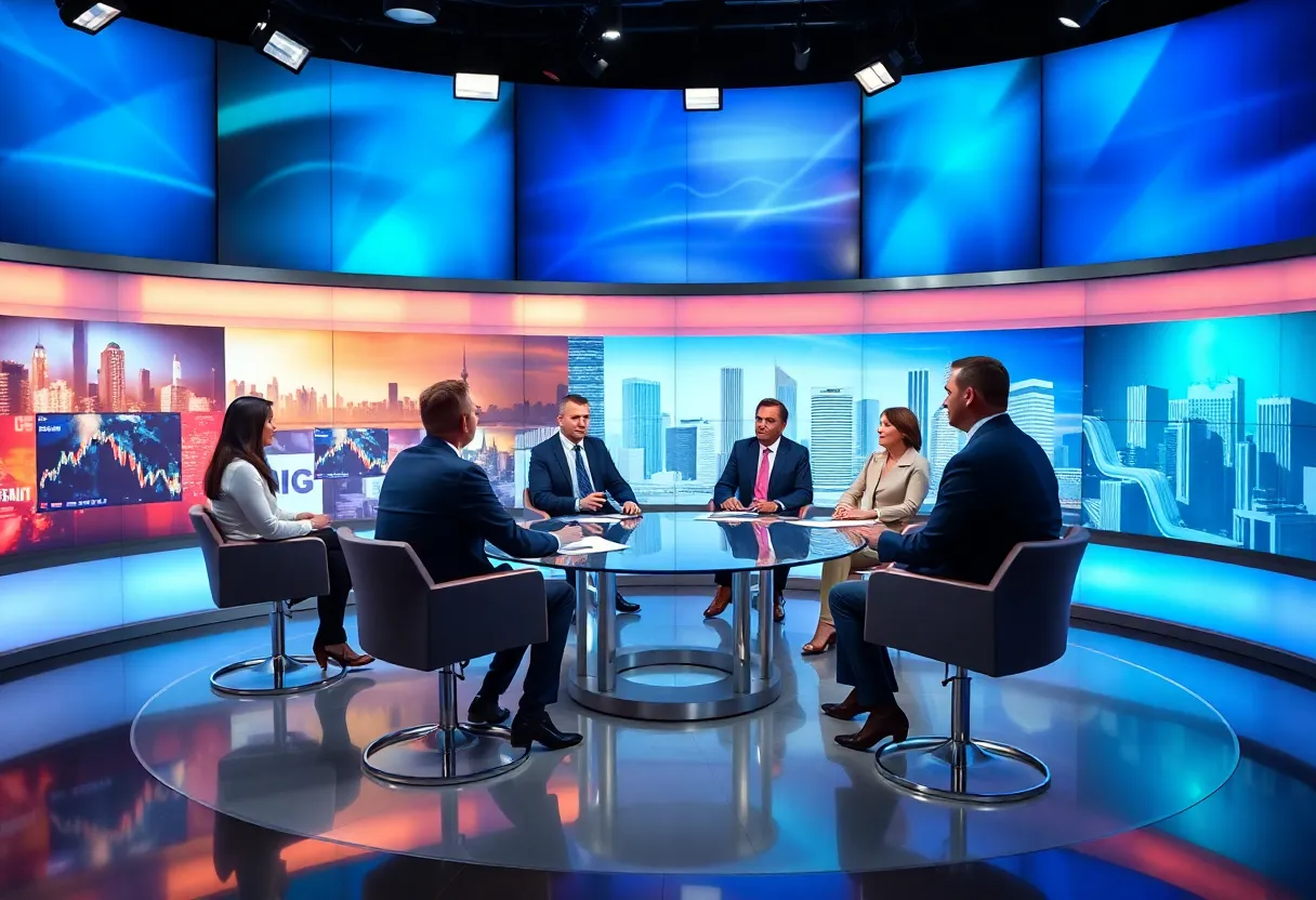 Panel discussion featuring Dallas entrepreneurs and financial experts on a TV show