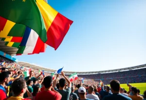 Soccer fans celebrating during FIFA World Cup 2026 in Dallas