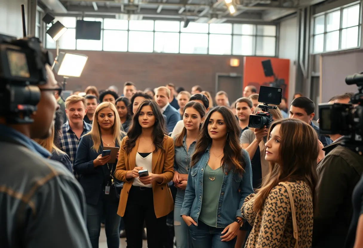Dallas film set with actors at a casting call