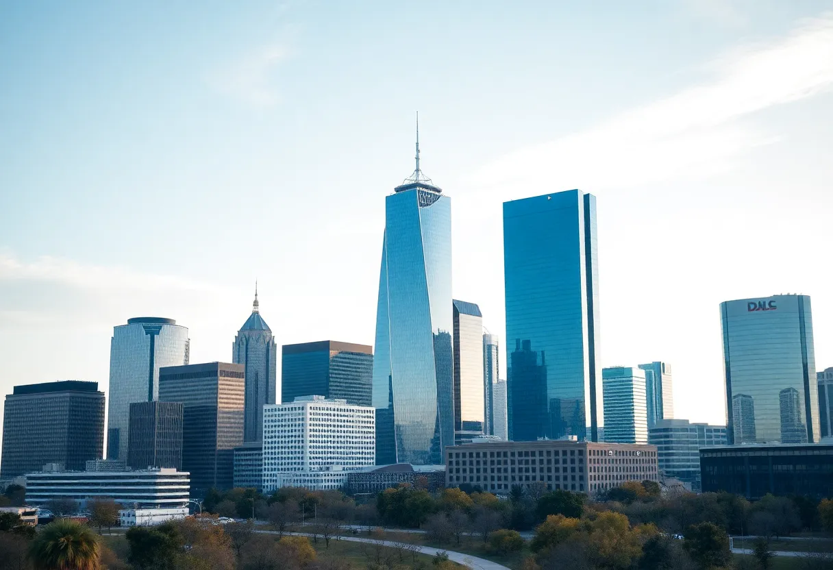 Skyline of Dallas highlighting financial buildings symbolizing growth