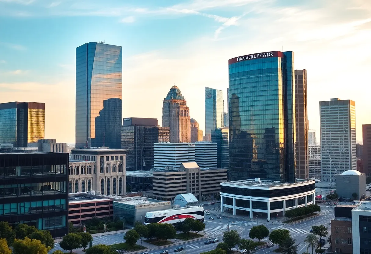 Downtown Dallas showcasing financial institutions and city skyline