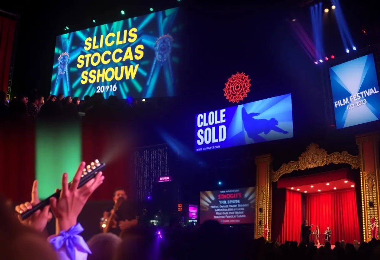 A lively scene showcasing various activities in Dallas-Fort Worth including a rodeo and film festival.