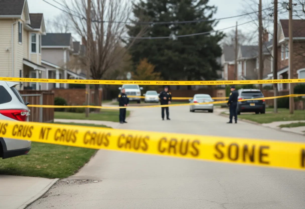 Dallas homicide investigation scene with police officers and tape.