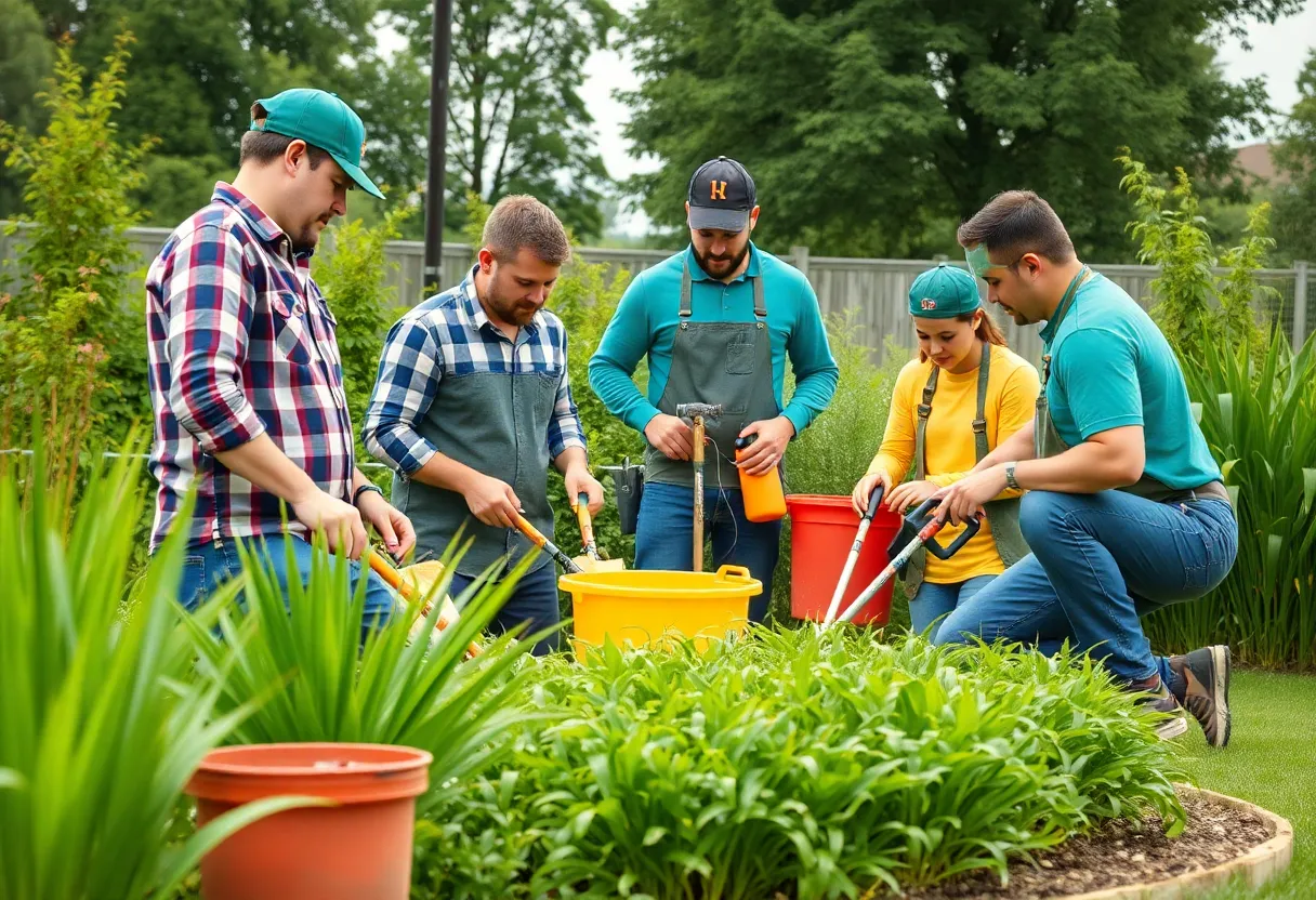 Lawn care professionals participating in a workshop