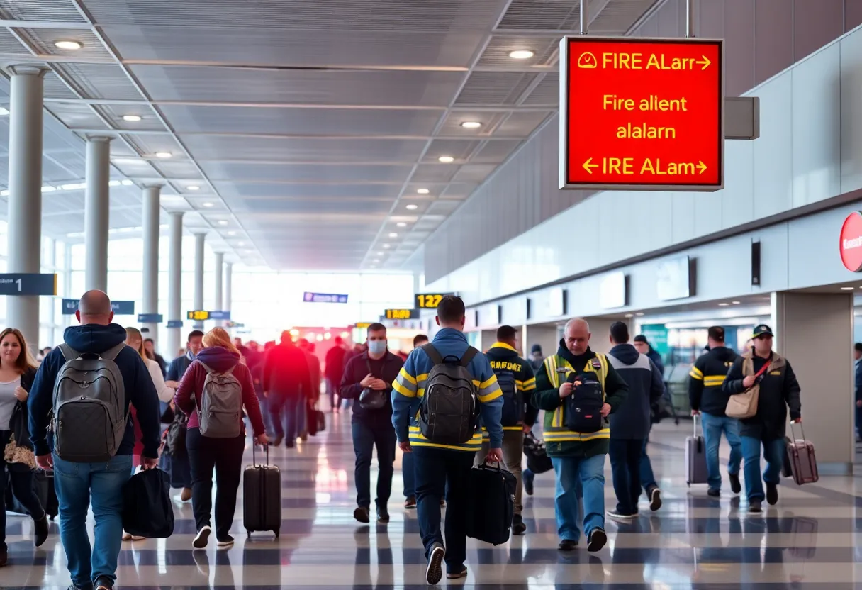Evacuation at Dallas Love Field Airport due to fire alarm