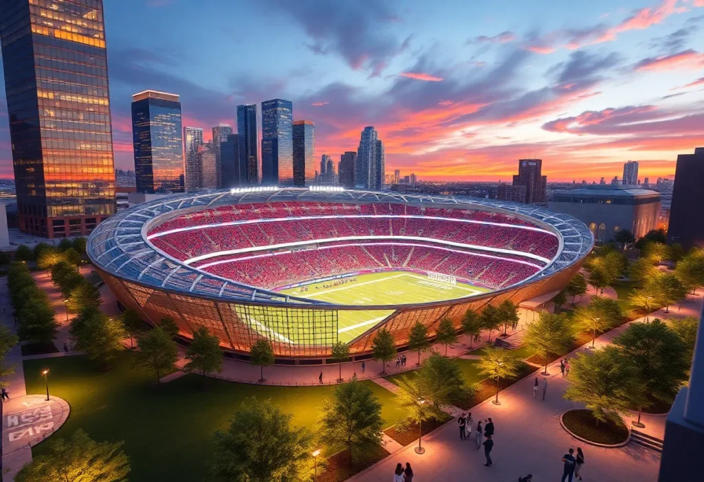 Conceptual image of the new Dallas Mavericks arena in Dallas