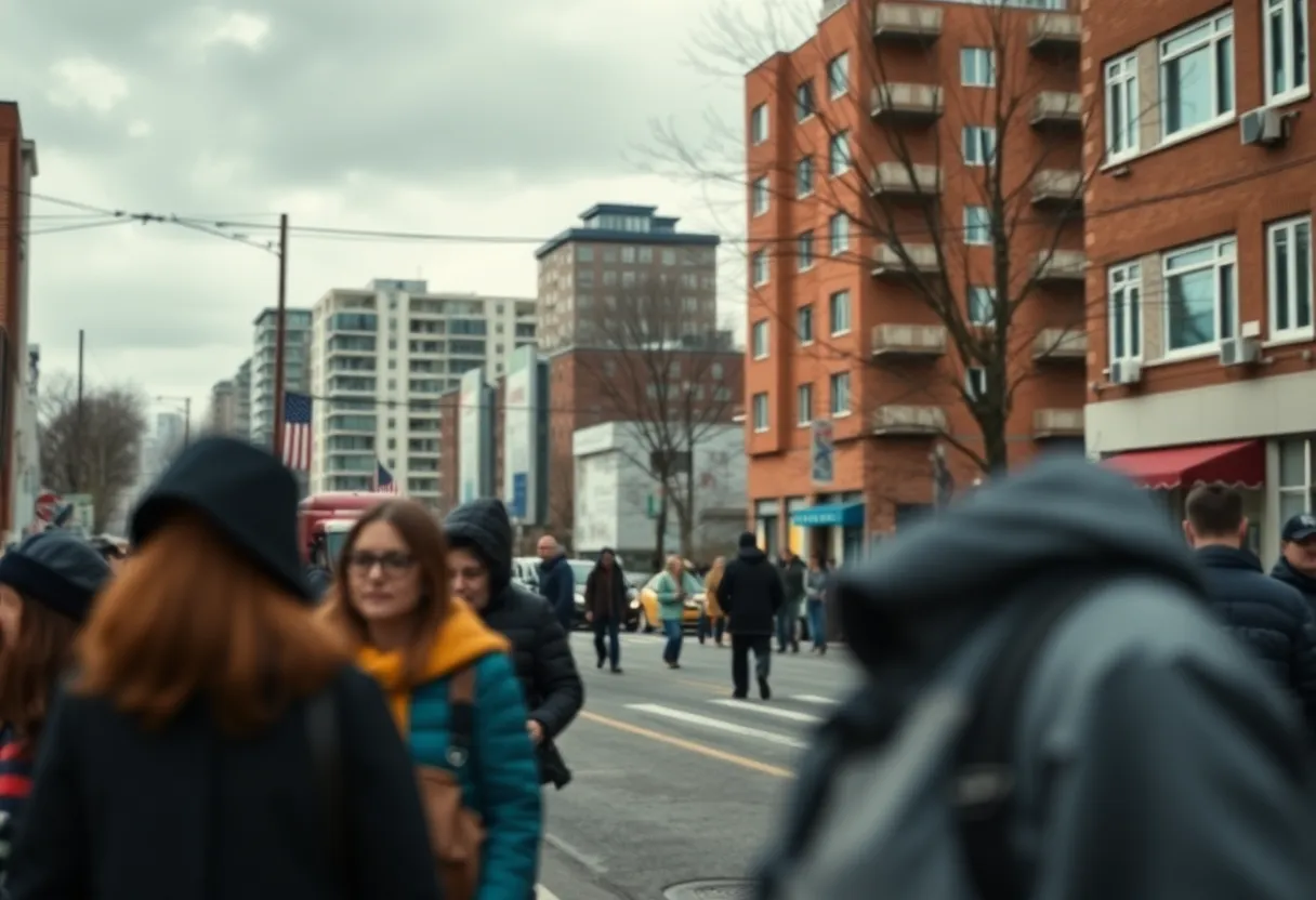 A neighborhood scene in Dallas focusing on safety and community engagement.
