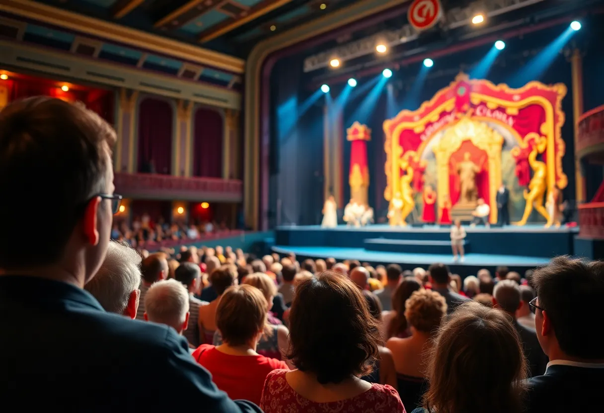 A vibrant scene from a Dallas Opera performance with an engaged audience.