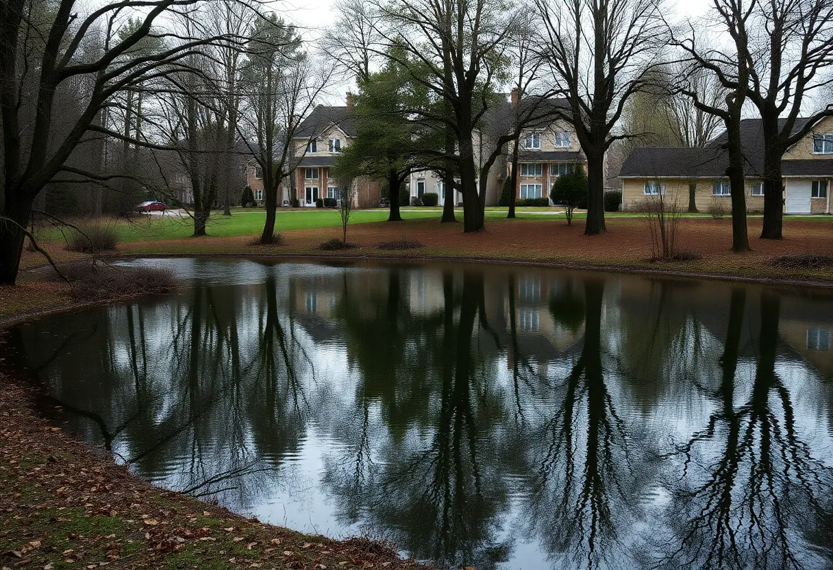 A quiet pond in Dallas, scene of an investigation