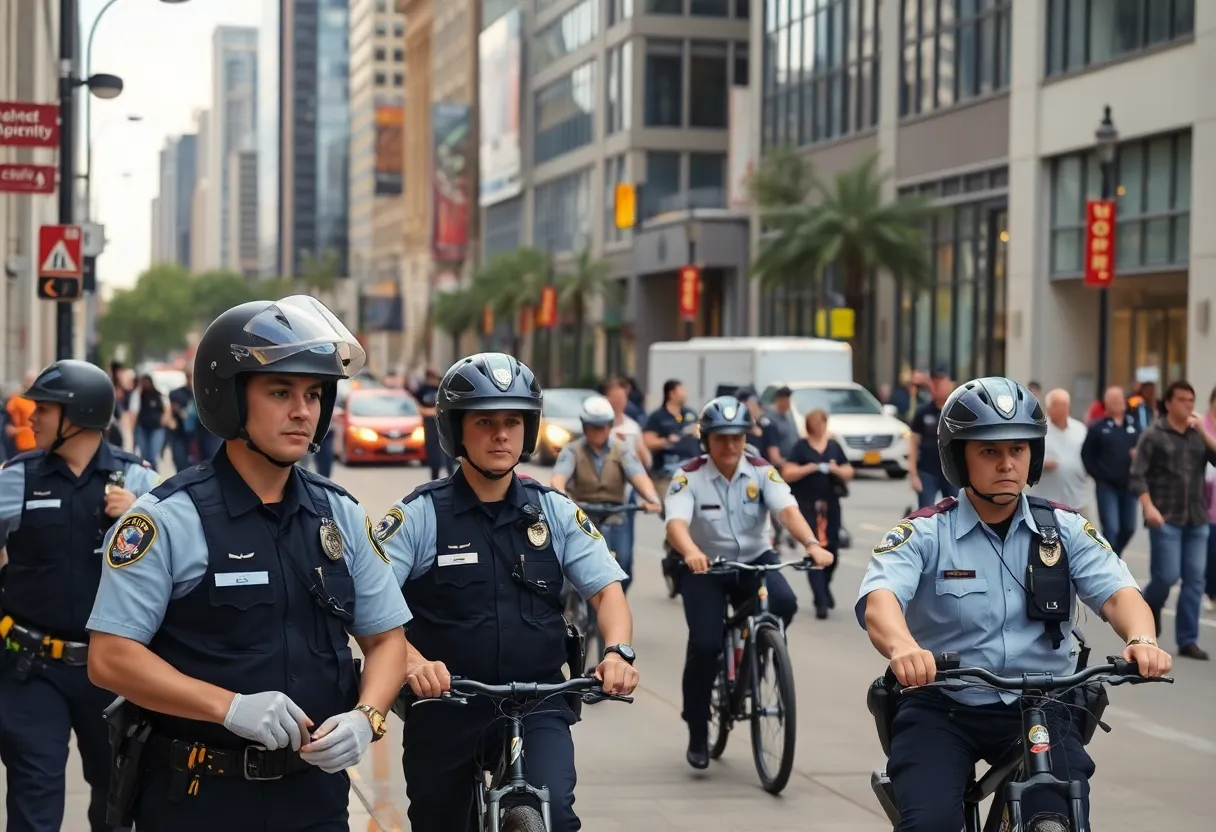 Police officers patrolling downtown Dallas