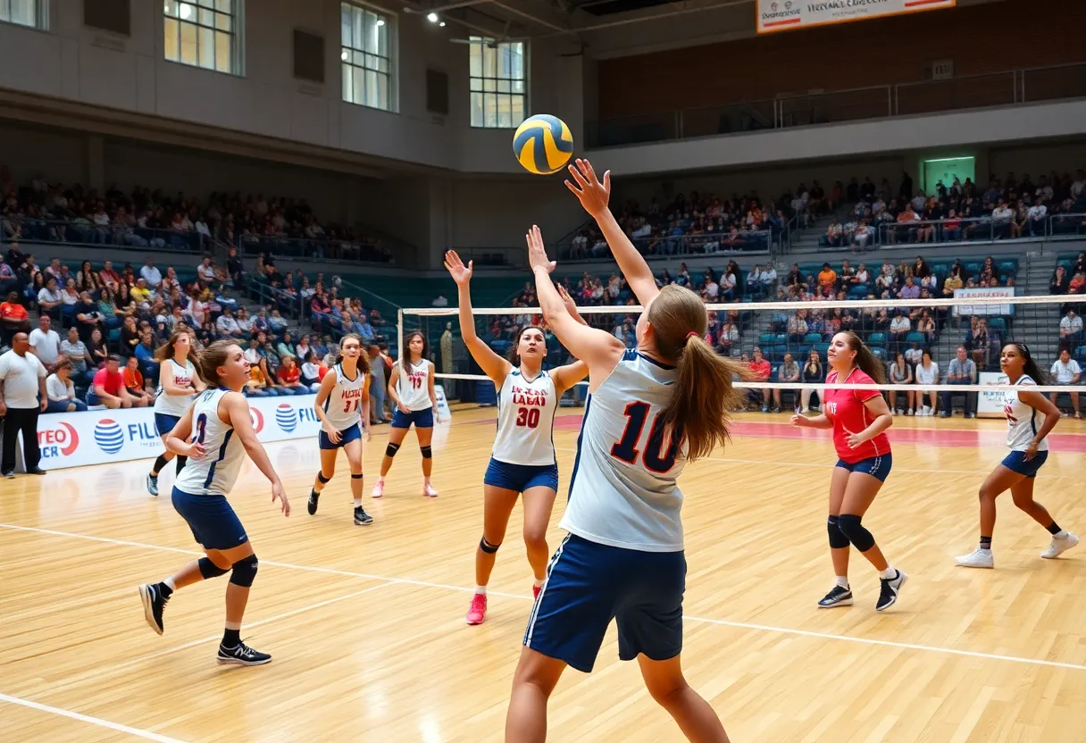 Dallas Pulse volleyball match in progress.