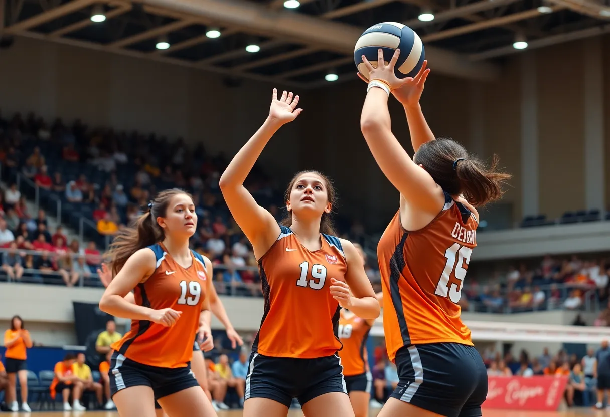 Dallas Pulse volleyball team in action during a match