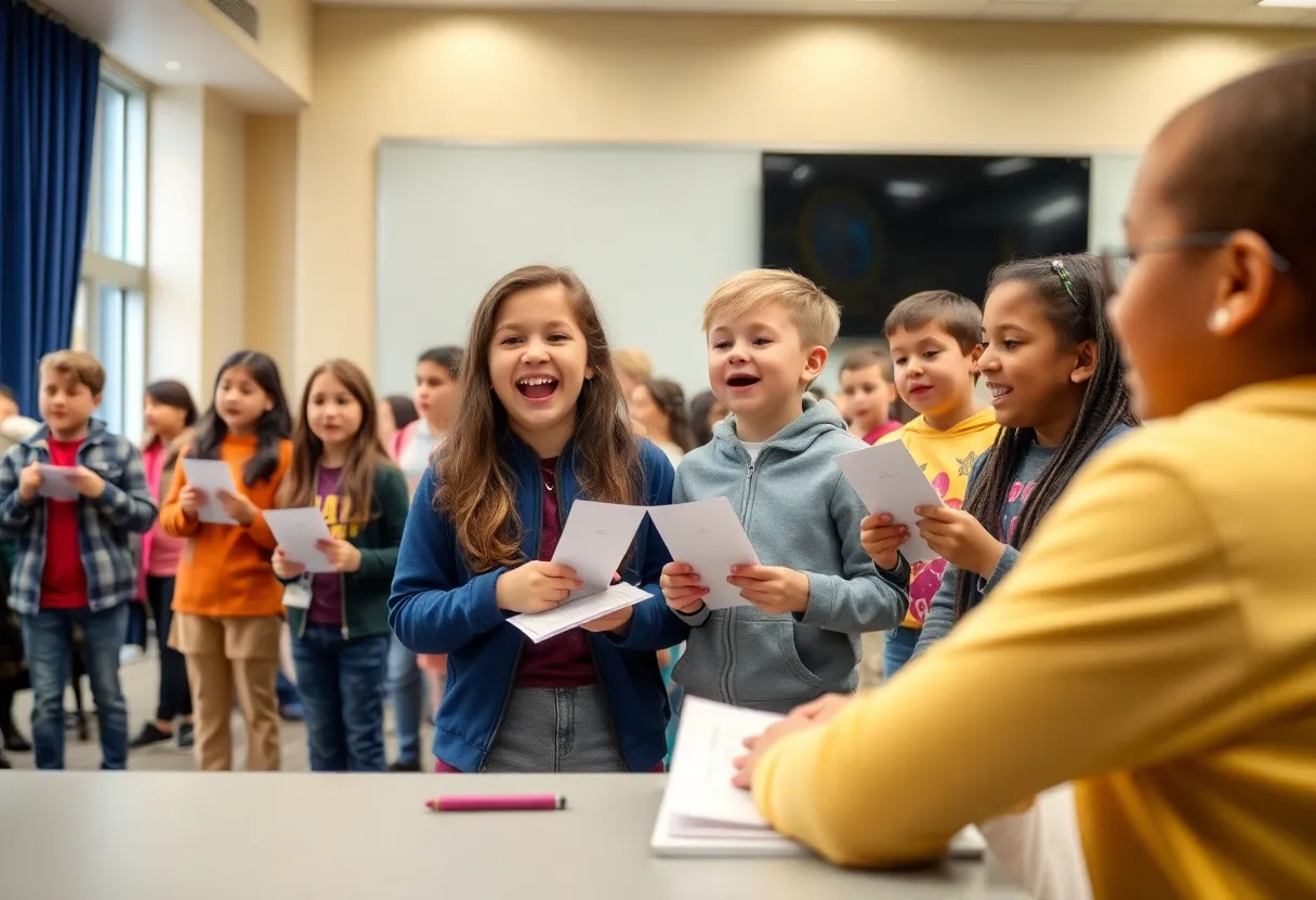 Students competing in the Dallas Regional Spelling Bee