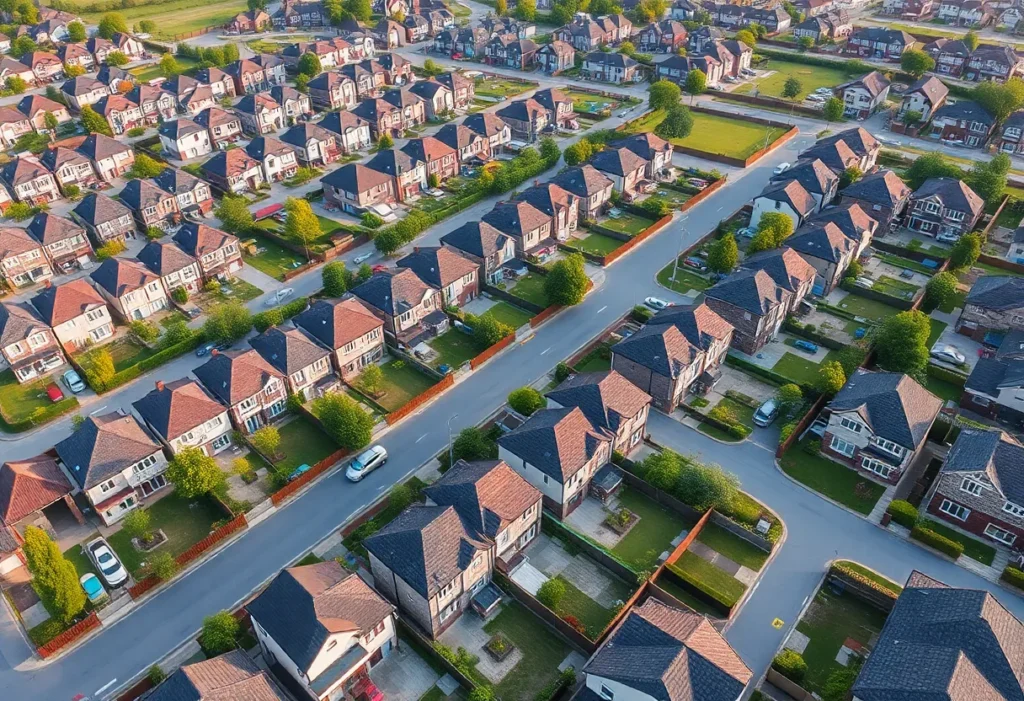 Modern residential neighborhood developed for build-to-rent housing