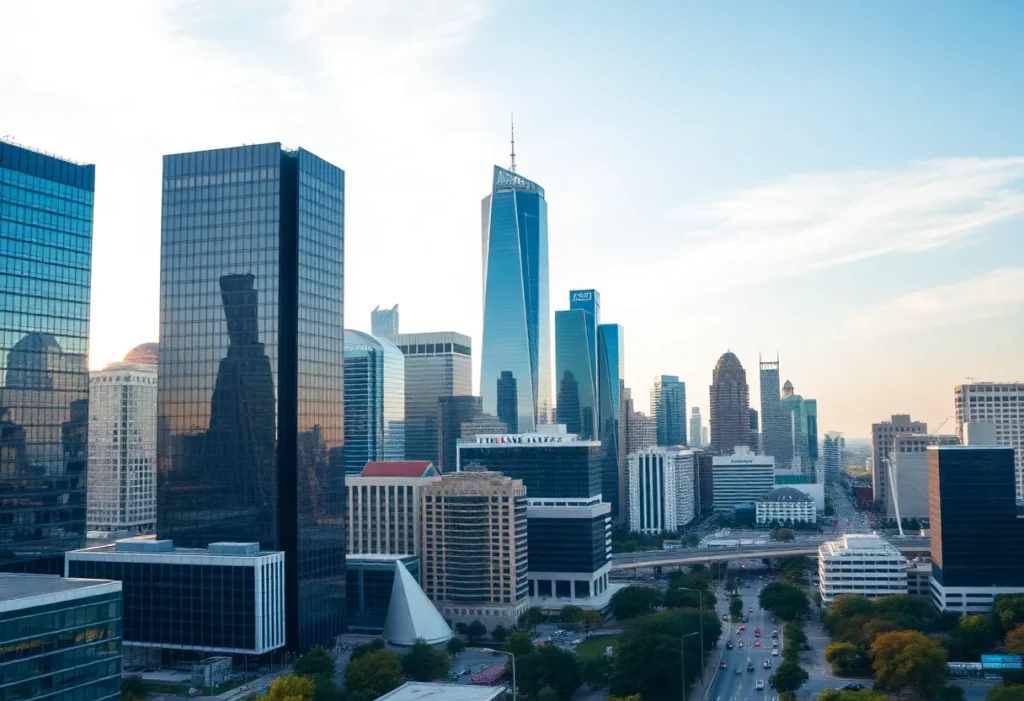 View of Dallas skyline representing the financial sector growth