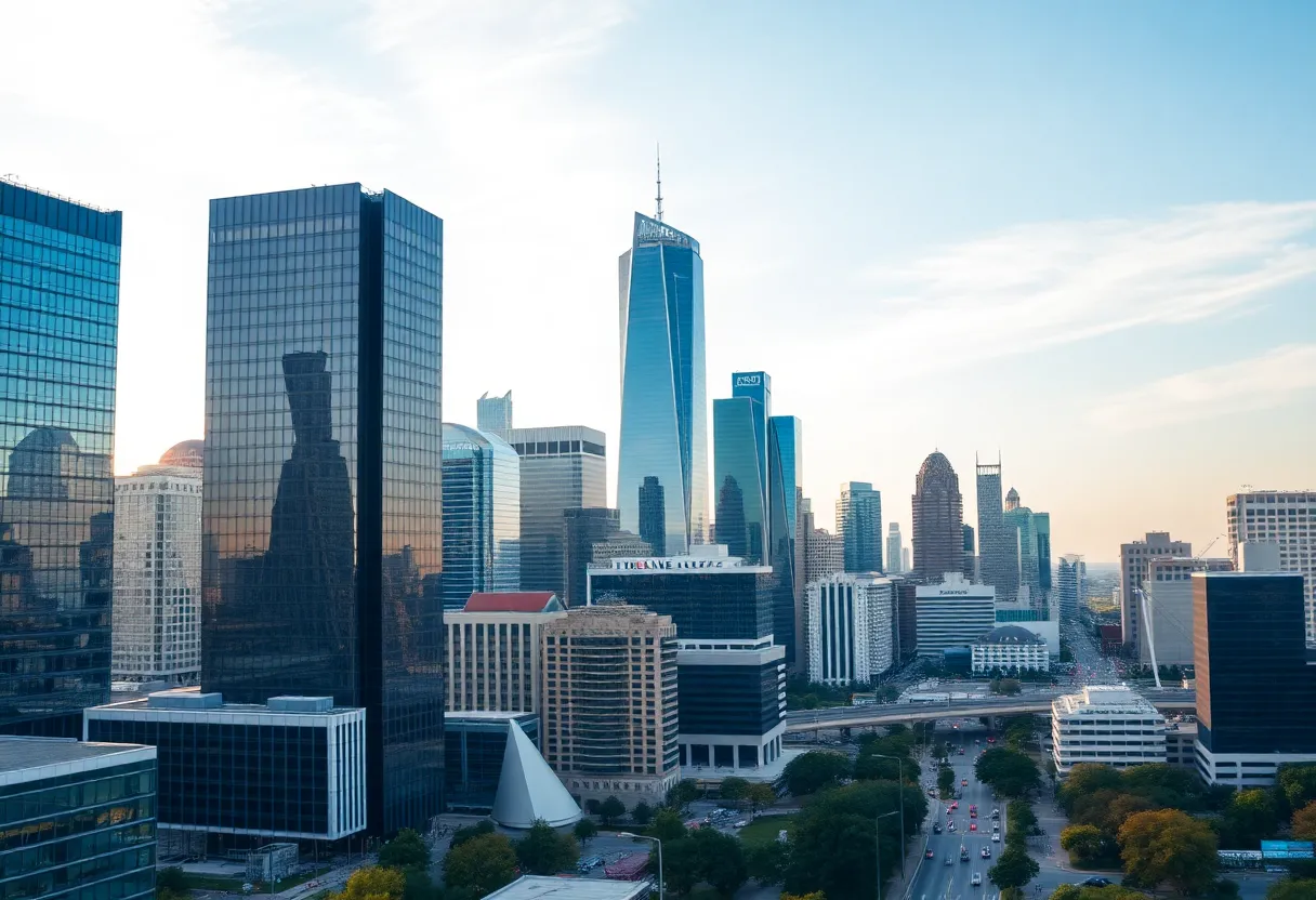 View of Dallas skyline representing the financial sector growth