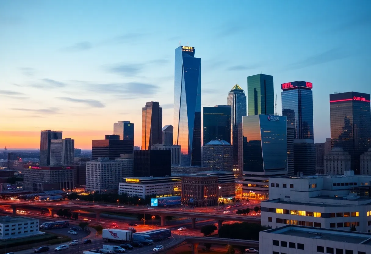 Dallas skyline representing the resilience of technology during the Yahoo AOL outage
