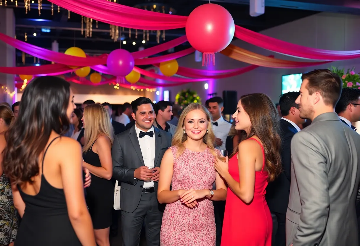 Dallas spring gala scene with young professionals