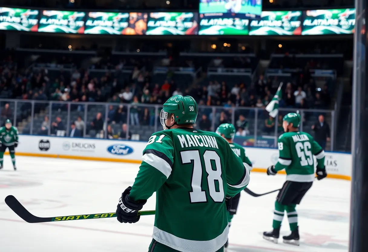 Dallas Stars ice hockey team playing during a game