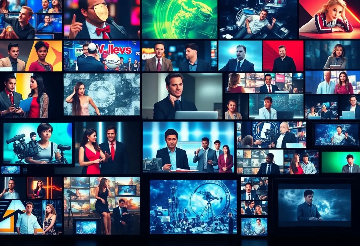 A collage representing the future of television in Dallas with various genres.