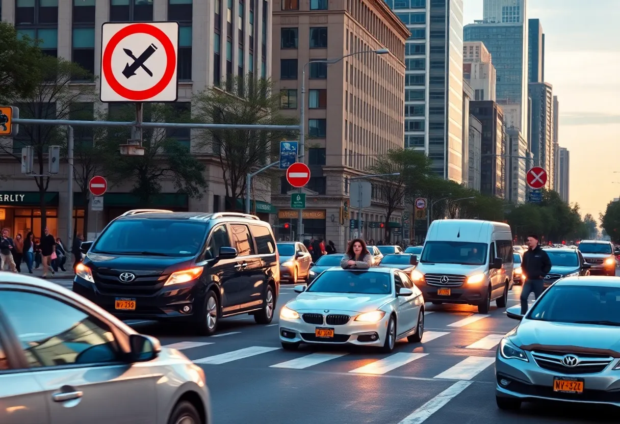 Busy intersection in Dallas during rush hour