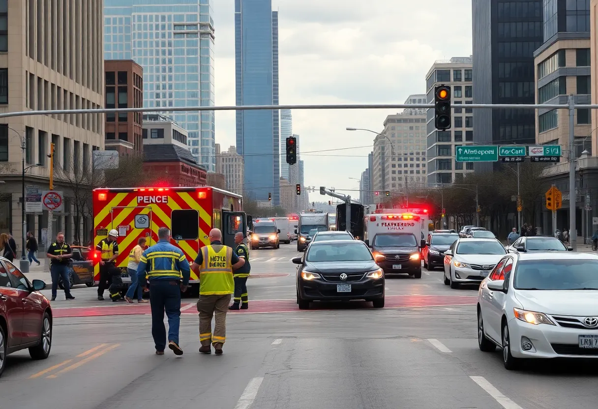 Emergency response team at a traffic accident scene in Dallas