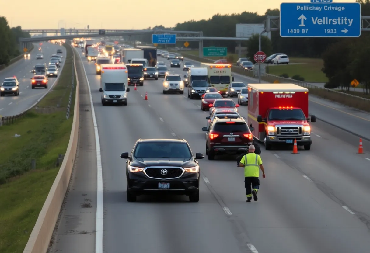 Emergency responders at a vehicle collision scene in Dallas