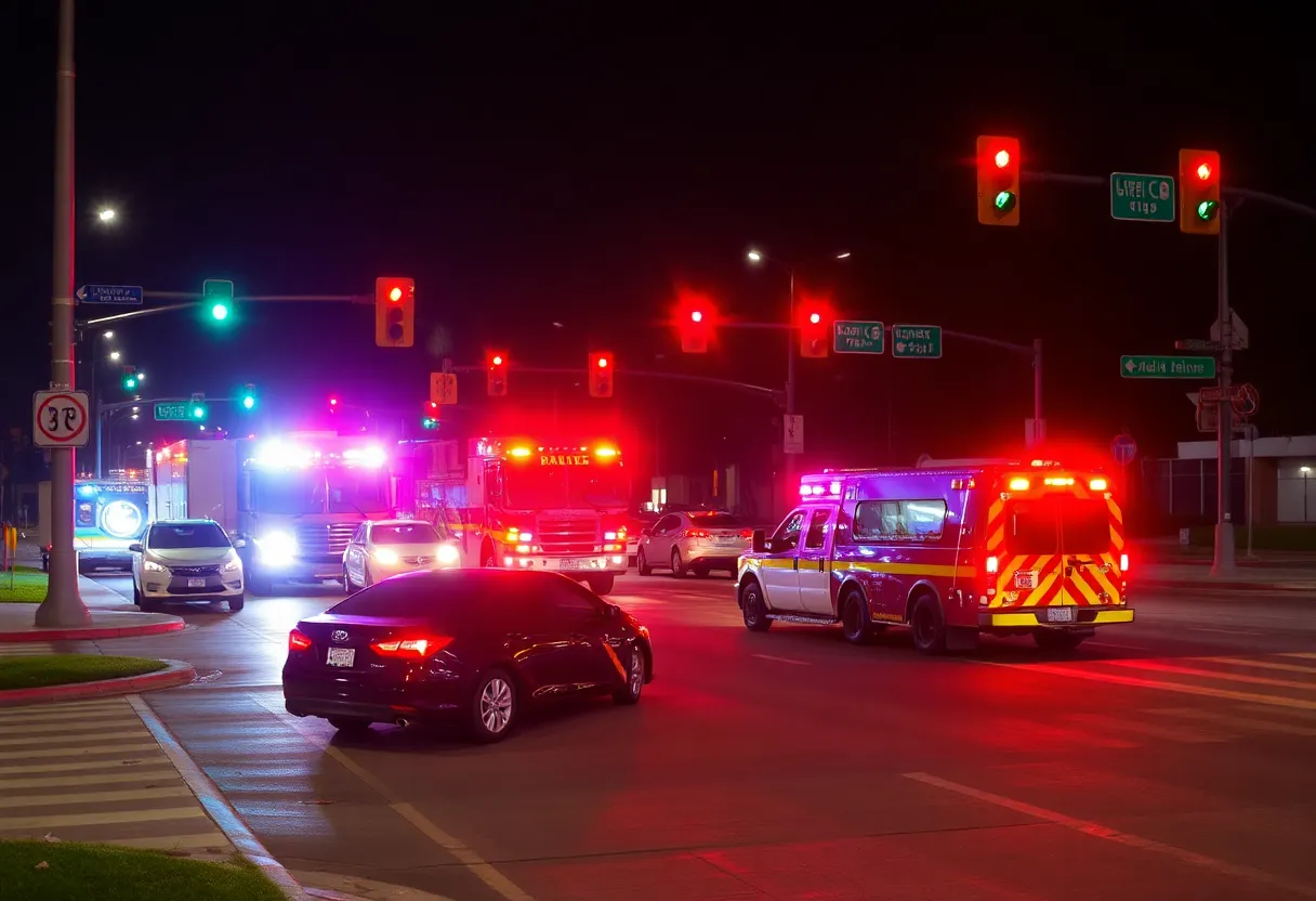 Emergency responders at a vehicle collision site in Dallas