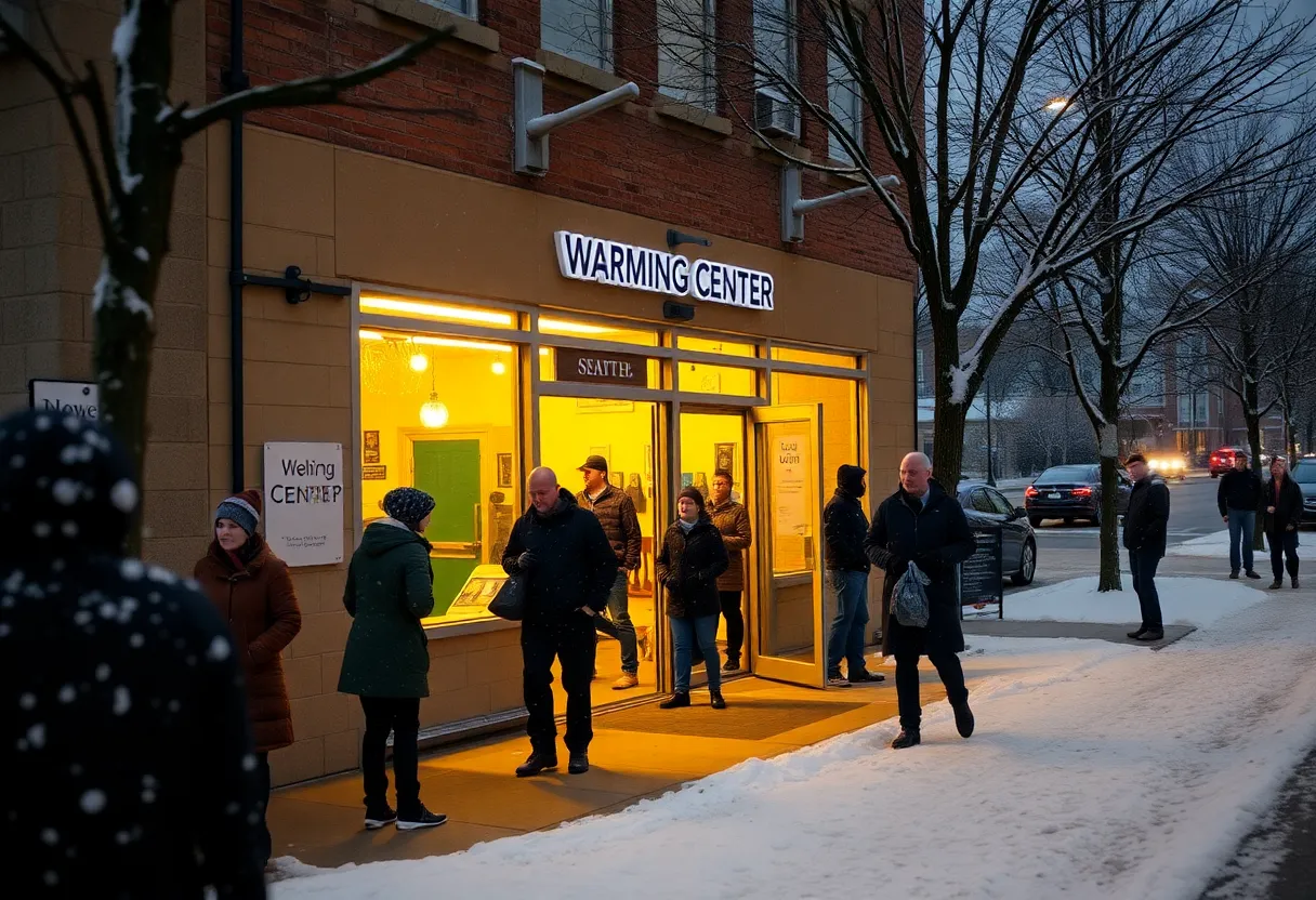 People gathered at a Dallas warming center during a winter storm