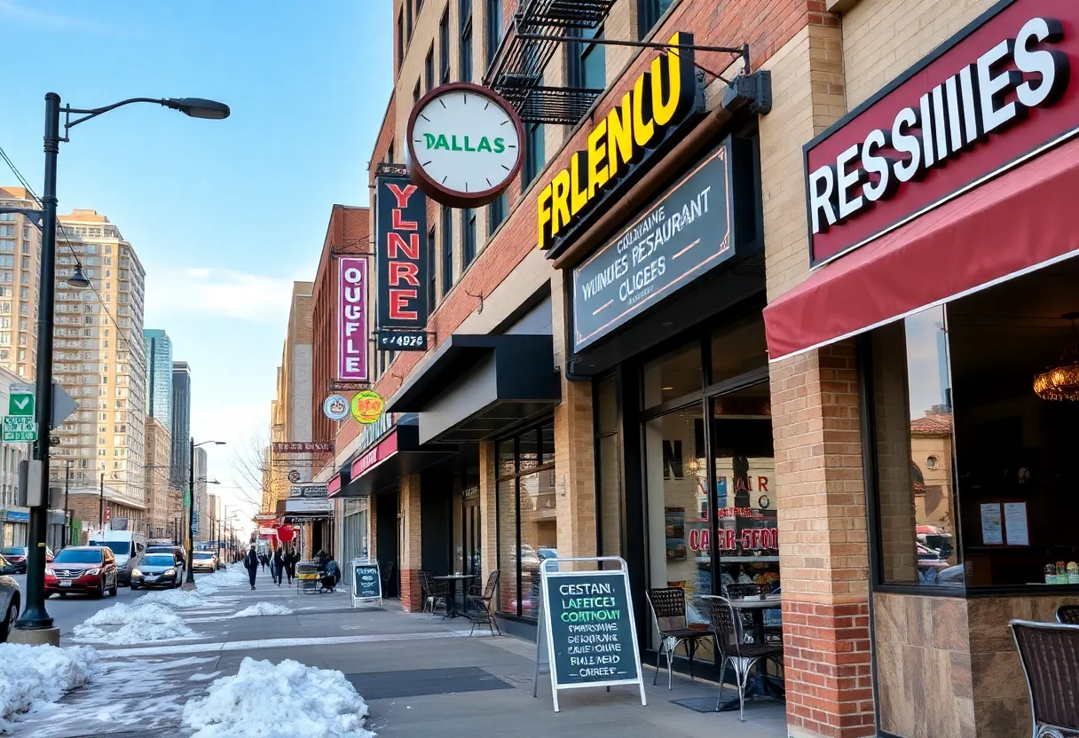Dallas restaurants affected by winter storm with snow remnants outside