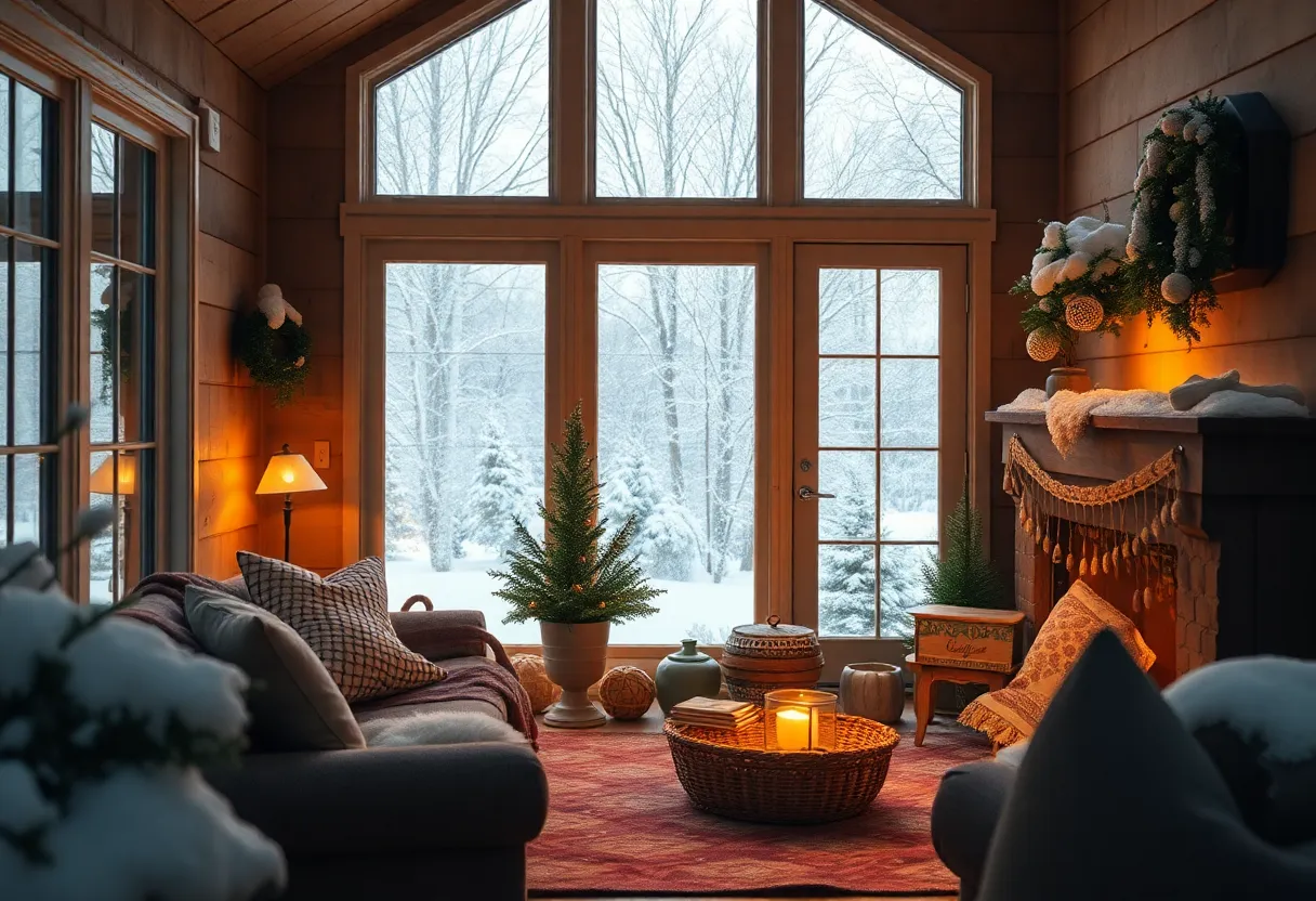 A home prepared for winter weather in Dallas with snow outside.