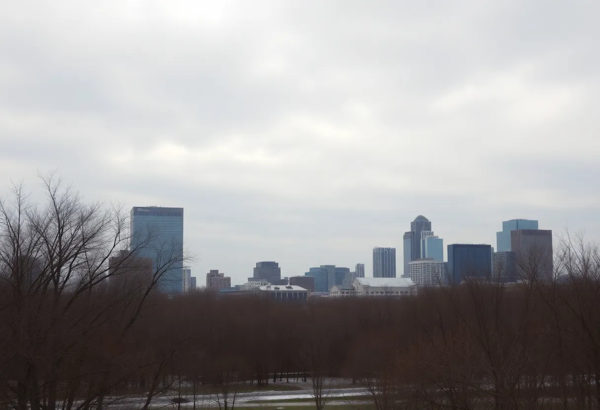 Scenic view of Dallas during mild winter weather