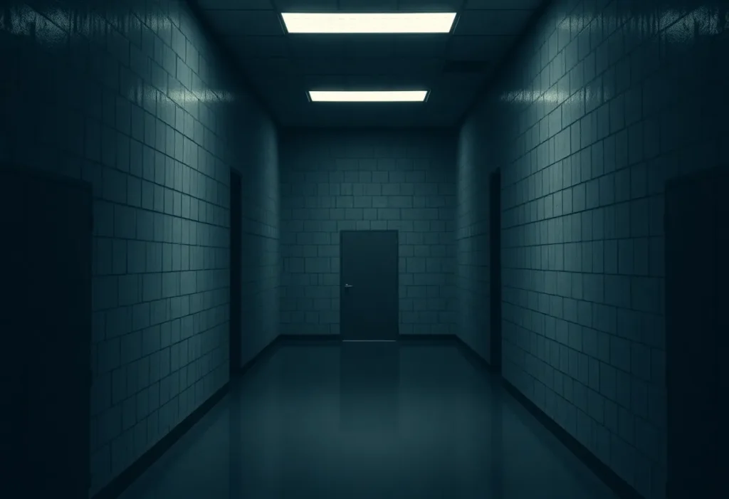 Abstract view of a detention facility symbolizing isolation