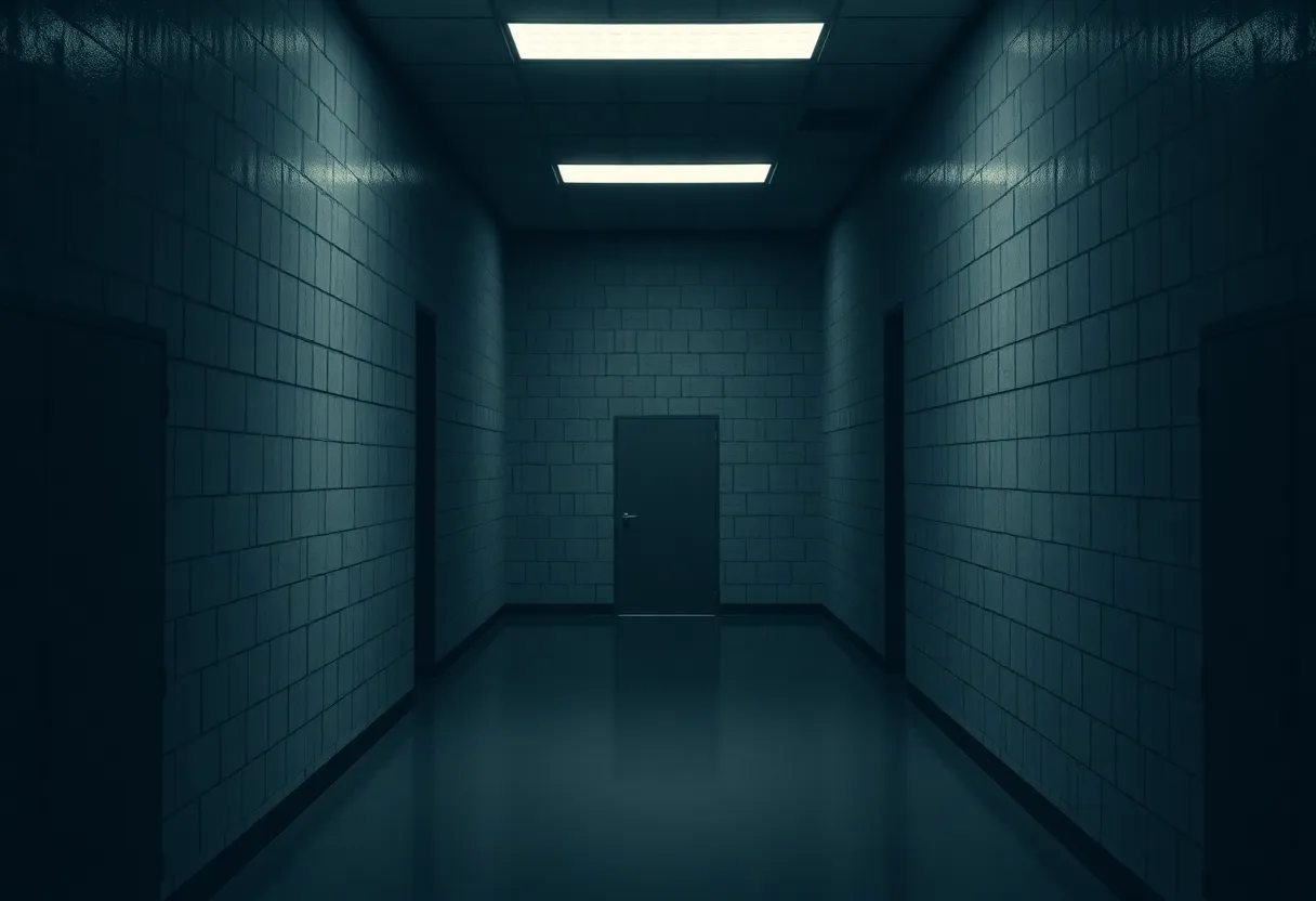 Abstract view of a detention facility symbolizing isolation