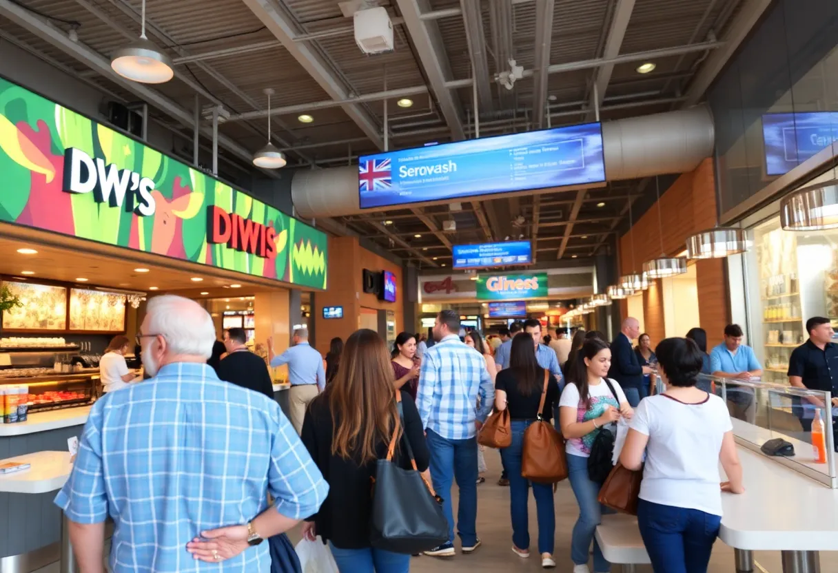 Travelers enjoying new dining options at DFW Airport