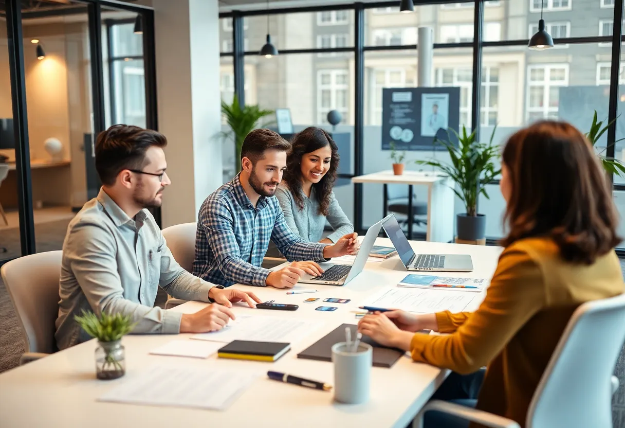 Team at DigiGary Marketing brainstorming for website development.