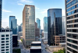 View of Downtown Dallas showcasing vacant office buildings.