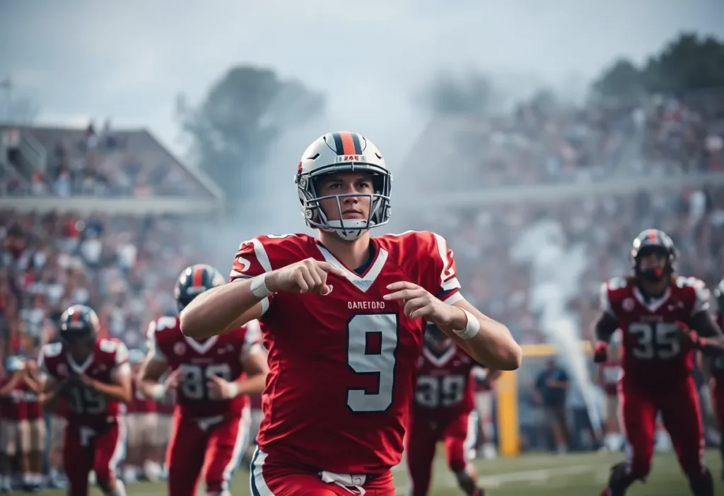 Quarterback in action during a college football game