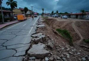 Scene of destruction following the Guerrero earthquake