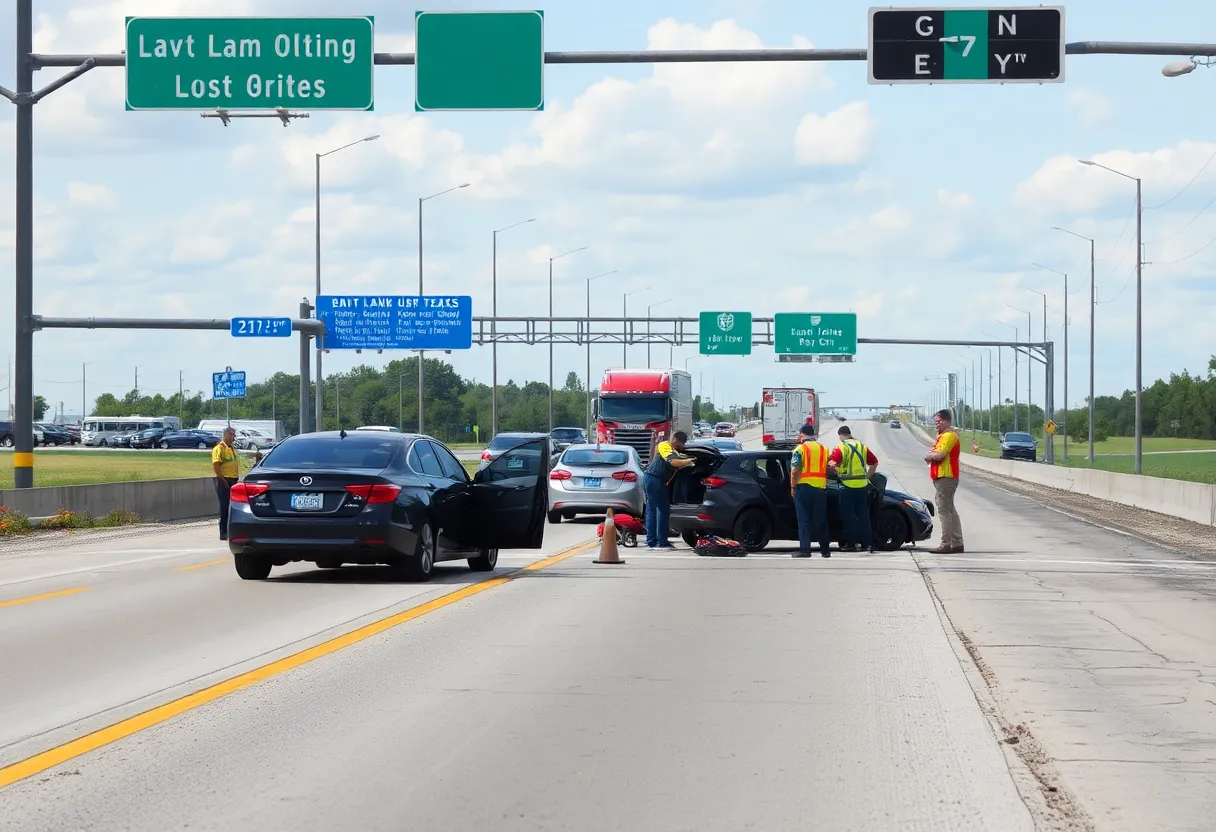 Emergency responders at a car accident scene in East Texas