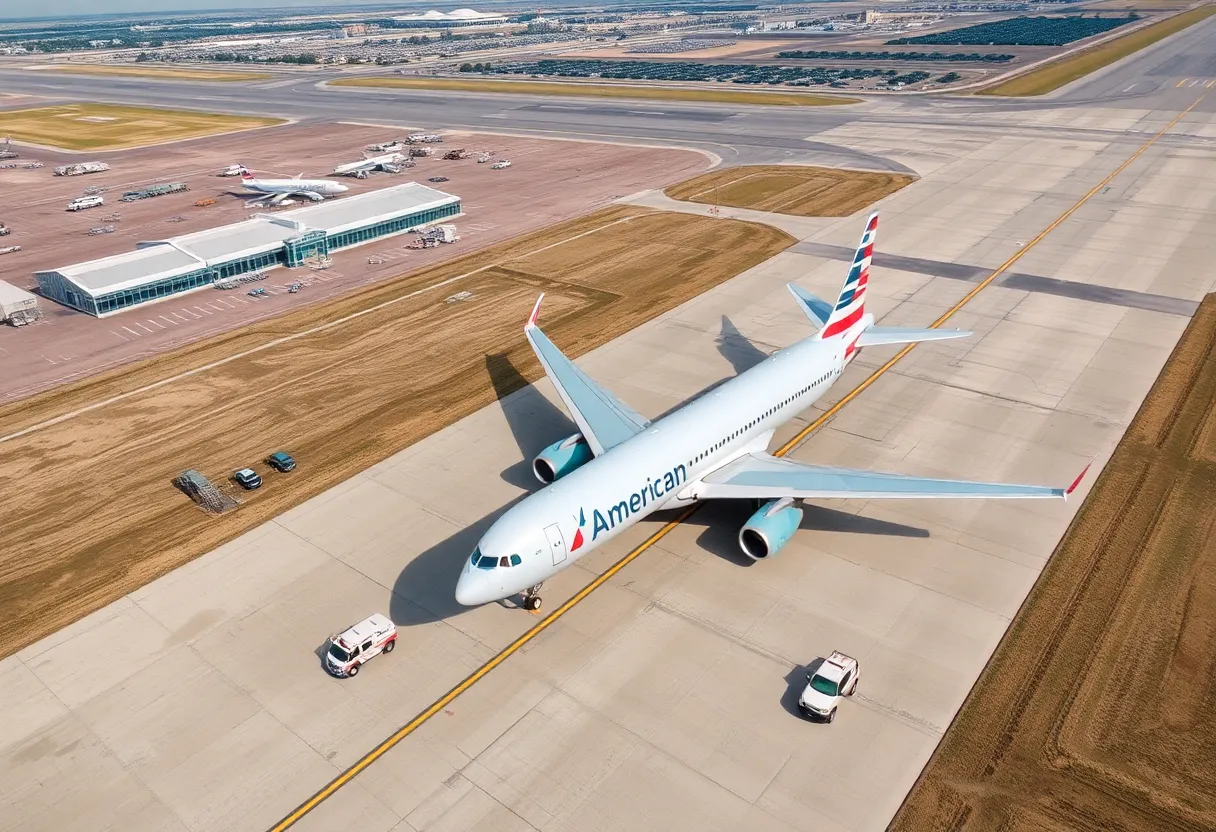 American Airlines plane preparing for emergency landing at Lubbock Preston Smith International Airport