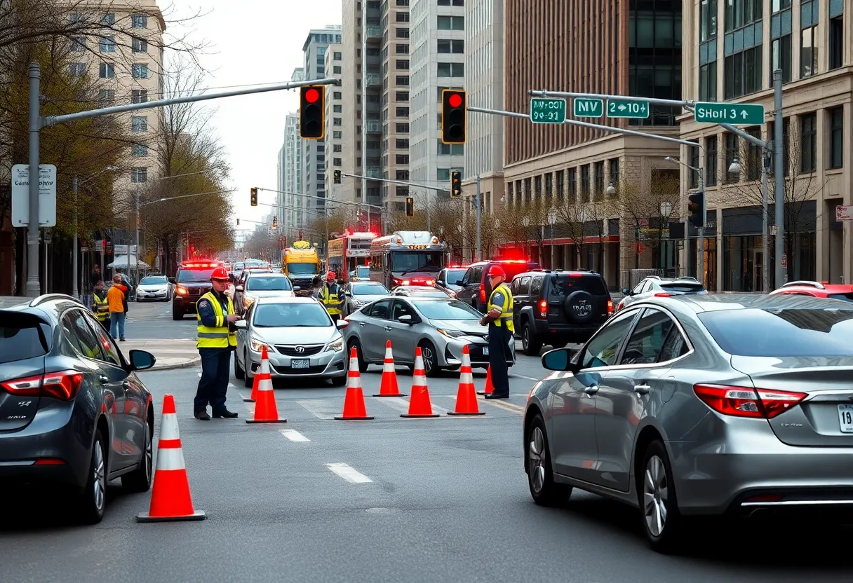 Emergency responders at a vehicle collision site in Dallas
